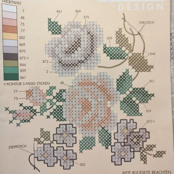 Rico Design Embroidery Tablecloth Kit 69900 Beige Stamped Cross Stitch Linen - Picture 8 of 16